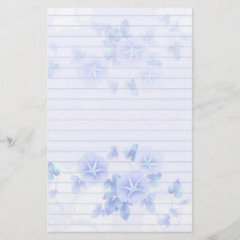 Papel estacionario en línea con flores azules de B