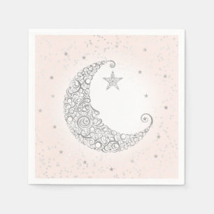 Papel Estrella Brillante Luna de Plata Servilleta Rosa