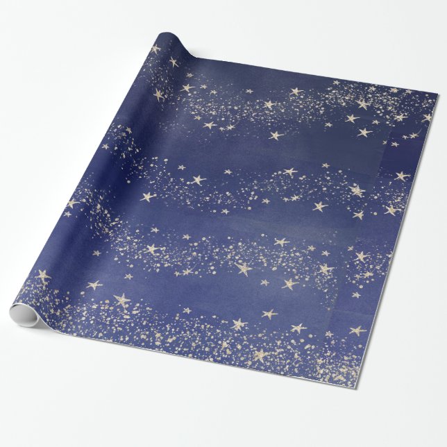 Papel estrellado azul de medianoche del papel de (Desenrollado)