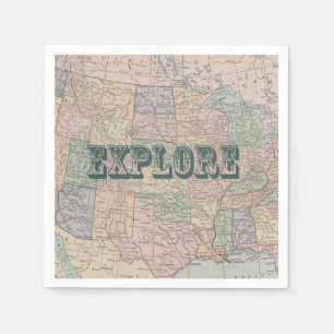 Papel Explore la servilleta de la cita del viaje