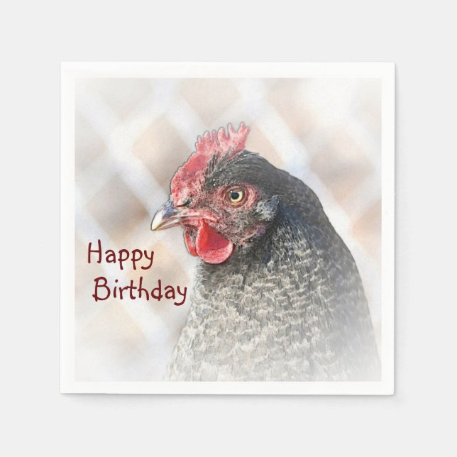 Papel Feliz Cumpleaños Servilleta de Pollo (Anverso)