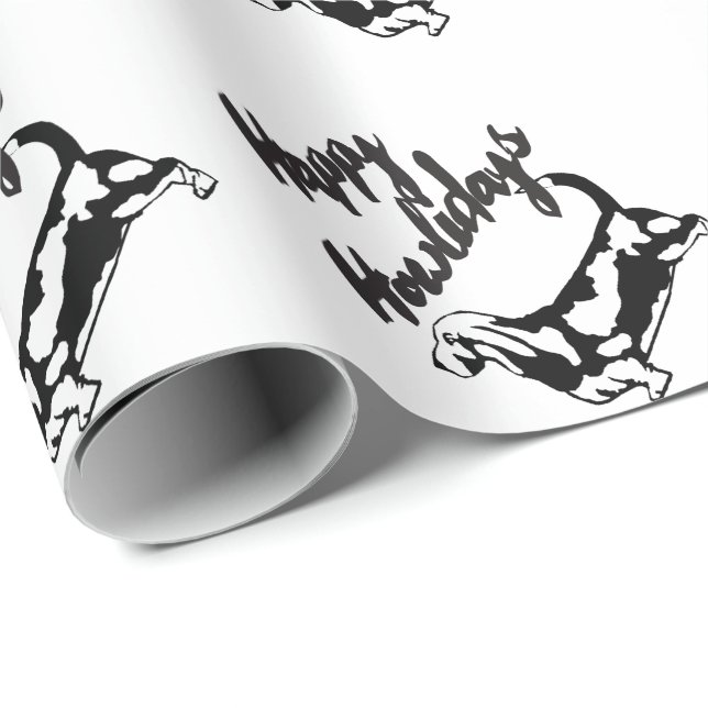 Papel feliz del perro de Basset Hound del navidad (Esquina del rollo)