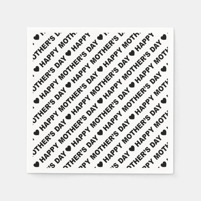 Papel Feliz Día de la Madre Negro en la servilleta de pa (Anverso)