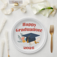 Papel ¡Feliz Graduación 2026! Plato de 9"