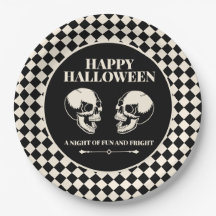 Feliz Halloween Calaveras Sonrientes Plato de Pape