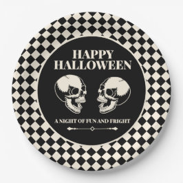 Papel Feliz Halloween Calaveras Sonrientes Plato de Pape