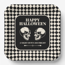 Feliz Halloween Calaveras Sonrientes Plato de Pape