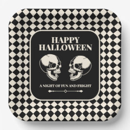 Papel Feliz Halloween Calaveras Sonrientes Plato de Pape