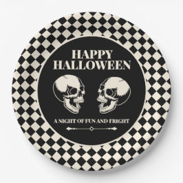 Papel Feliz Halloween Calaveras Sonrientes Plato de Pape