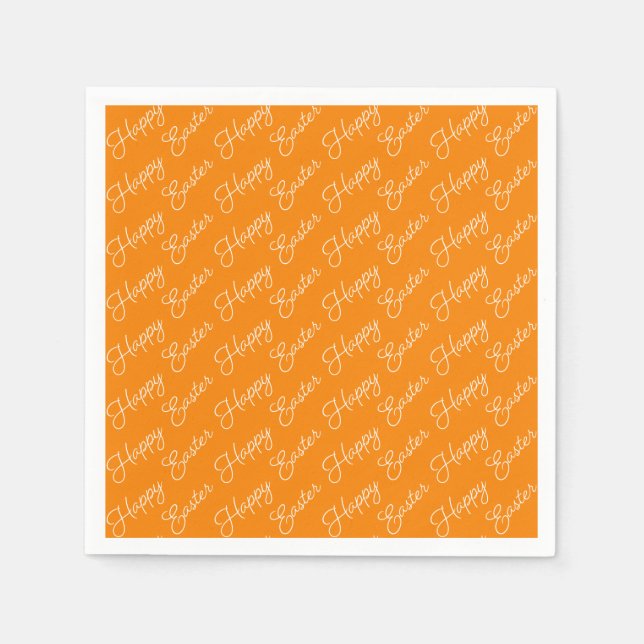 Papel Feliz Pascua Script Blanco sobre Servilleta de Pap (Anverso)