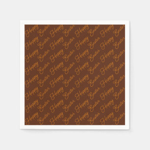 Papel Feliz Pascua Script Naranja sobre Servilleta de Pa