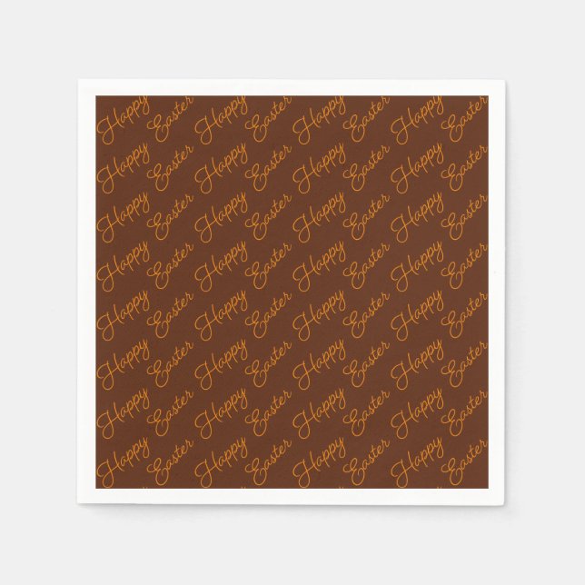 Papel Feliz Pascua Script Naranja sobre Servilleta de Pa (Anverso)