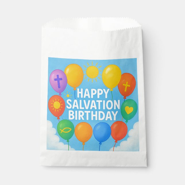 Papel Feliz Salvación Bolsa de Favor de Cumpleaños (Anverso)