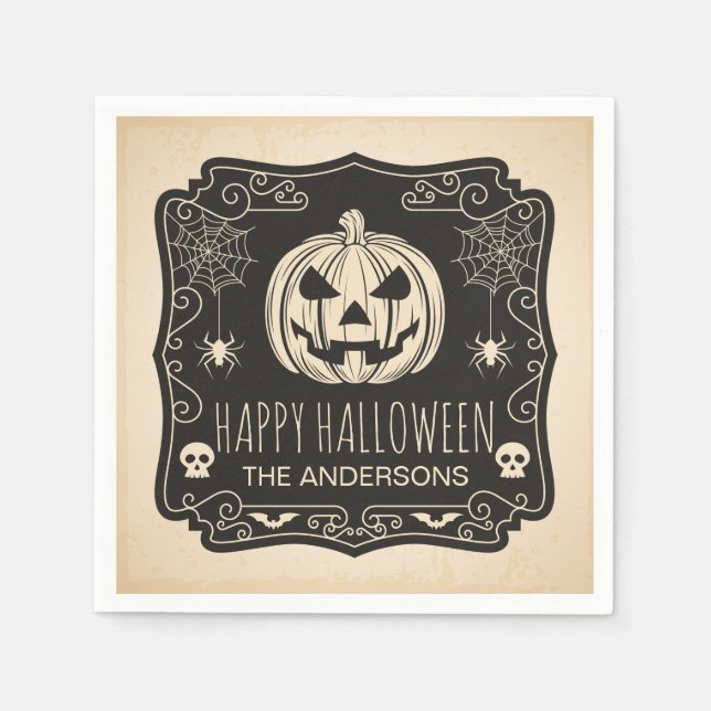 Papel Fiesta de Halloween personalizada | Servilleta (Anverso)