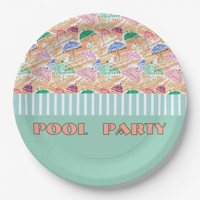 Papel FIESTA DE PISCINA Plato de Cartón (Anverso)