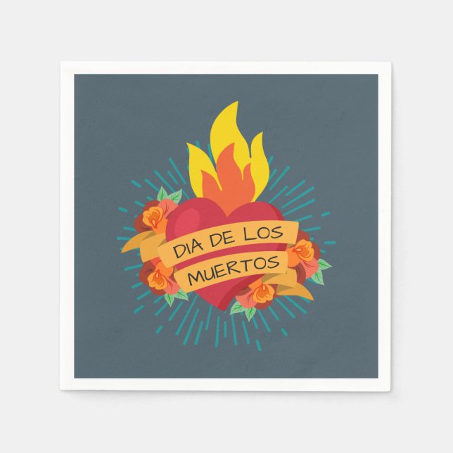 Papel Flamante Heart Dia de los Muertos | Servilleta (Anverso)