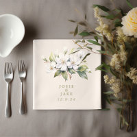 Flor de flor de manzano blanca servilleta de boda