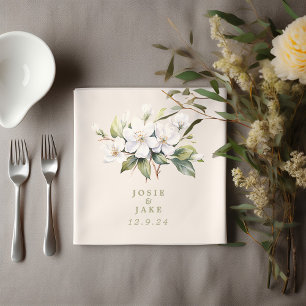 Papel Flor de flor de manzano blanca servilleta de boda