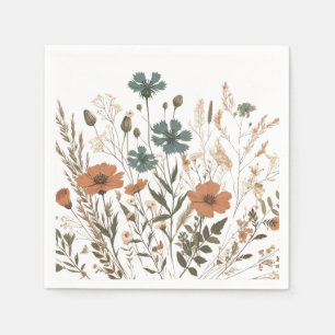 Papel floral de Boho servilleta fiesta, flores sil