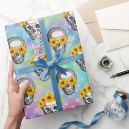 PAPEL FLORAL DE RAINBOW SKULL WRAPPER