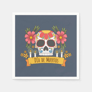 Papel Floral Skull Dia de los Muertos   Servilleta