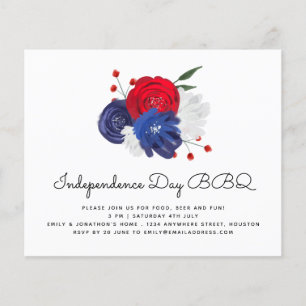 PAPEL   Florales Rojo Blanco Azul Invitación 4 de 