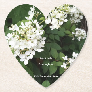 Papel flores, nombres, fecha, personalizar, posavasos de