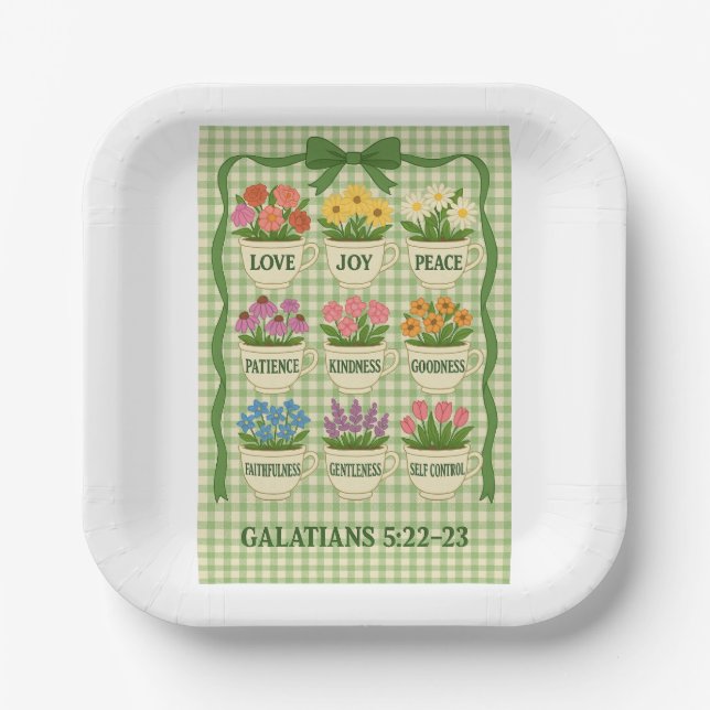 Papel Fruta Verde del Espíritu Plato de Cartón (Anverso)