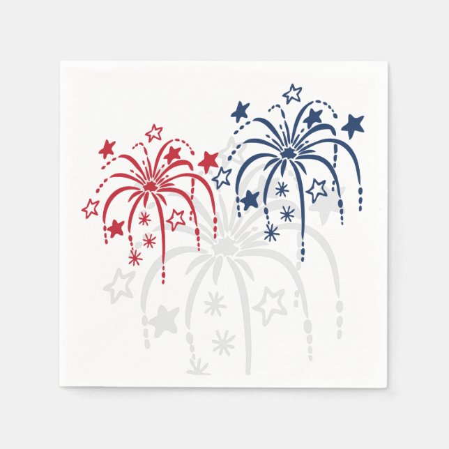 Papel Fuegos artificiales 4 de julio Juego de servilleta (Anverso)