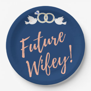 Papel Future Wifey Love Birds en Azul Profundo Plato de