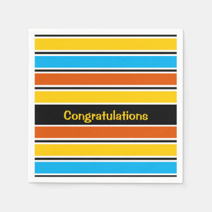 Papel Globe Stripe Classic Felicitaciones servilleta de 