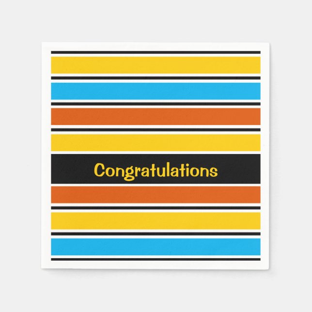 Papel Globe Stripe Classic Felicitaciones servilleta de  (Anverso)