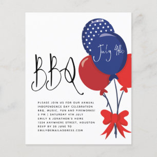 PAPEL   Globos rojos blancos y azules Invitación a