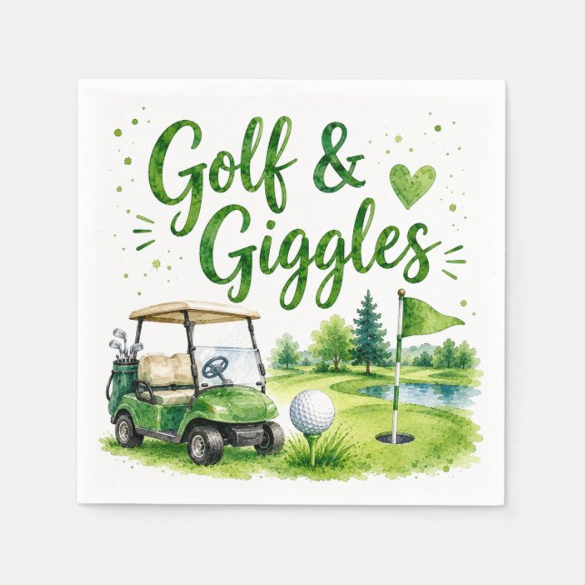 Papel Golf y risas Servilleta de acuarela de golf divert (Anverso)