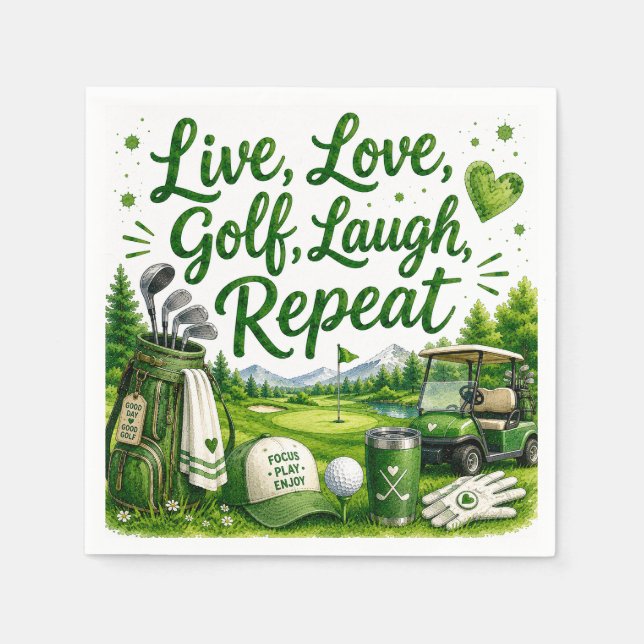 Papel Golf y risas Servilleta de acuarela de golf divert (Anverso)