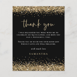 Papel Gracias Quinceañera Fiesta Purpurina Dorada 