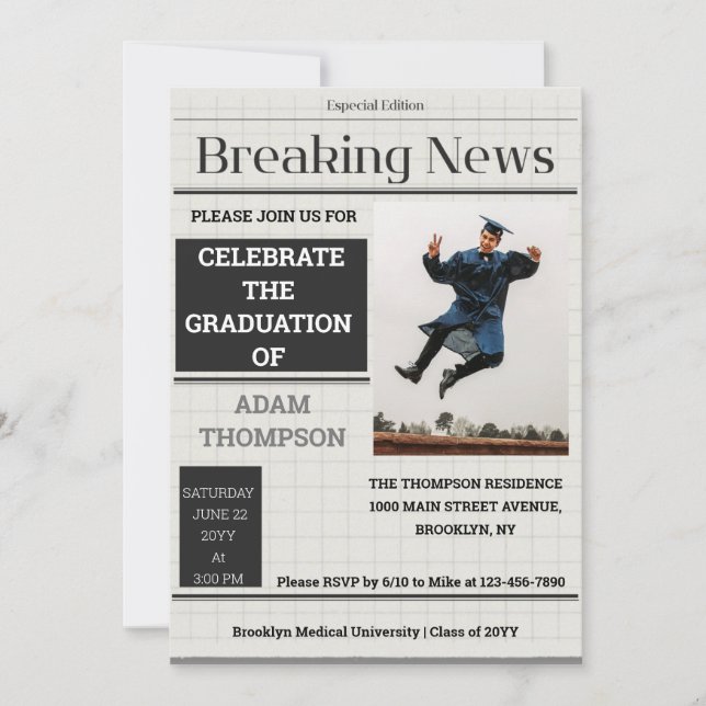 Papel gráfico Invitaciones a la fiesta de graduaci (Anverso)