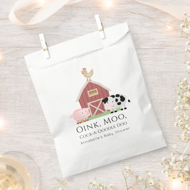 Papel Granja de animales Barnyard Bolsa de Favor Baby Sh (Cortado)
