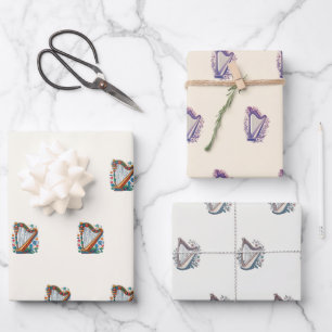 Papel Harp Floral de envolvimiento (juego de 3)