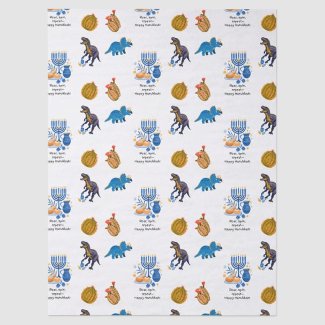 Papel higiénico Hanukkah para niños - Dinosaurios  (Anverso)