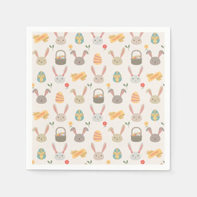 Papel Huevos simples y conejos en Pascua | Servilleta de (Anverso)