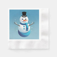 Ilustración de muñeco de nieve lindo en servilleta