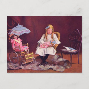 Papel infantil vintage en postal