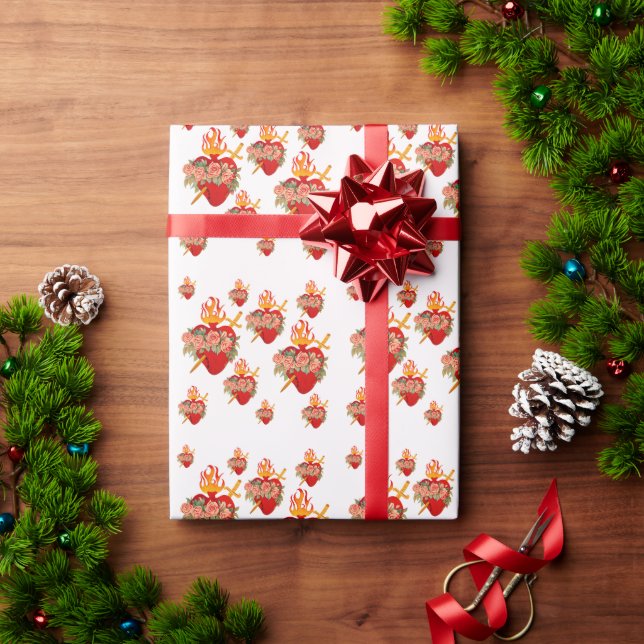 Papel inmaculado para envolver el corazón (Regalo de vacaciones)