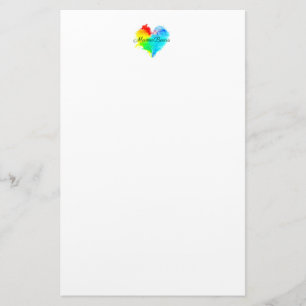 Papel inmóvil del corazón del arco iris