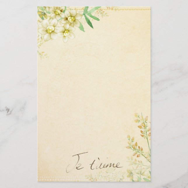 Papel inmóvil floral natural (Anverso)