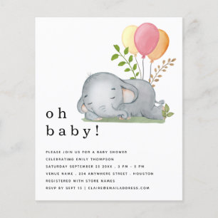 PAPEL   Invitación a Baby Shower del elefante Chic