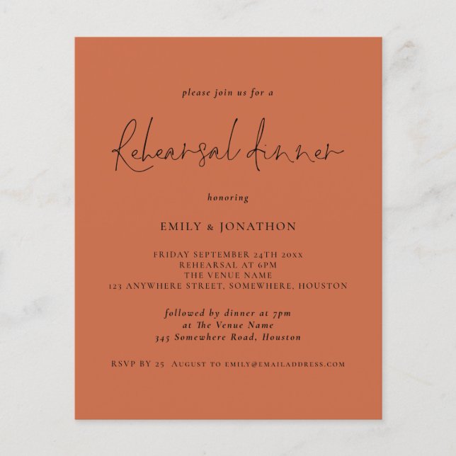 PAPEL | Invitación a la cena de Boda (Frente)