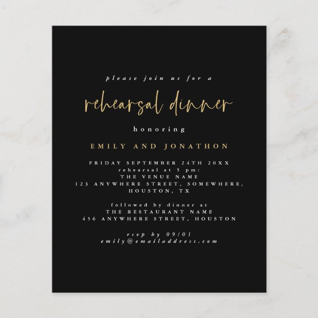 PAPEL | Invitación a la cena de ensayo simple de o (Frente)
