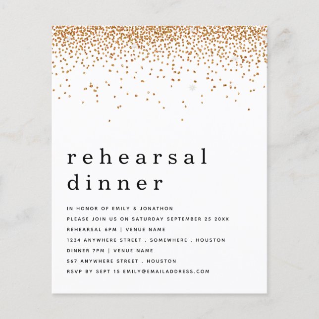 PAPEL | Invitación a la cena de Purpurina de oro (Frente)